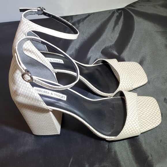 TARA SQUARE TOE SNAKE EMBOSSED BLOCK HEEL SANDAL - Picture 5 of 15